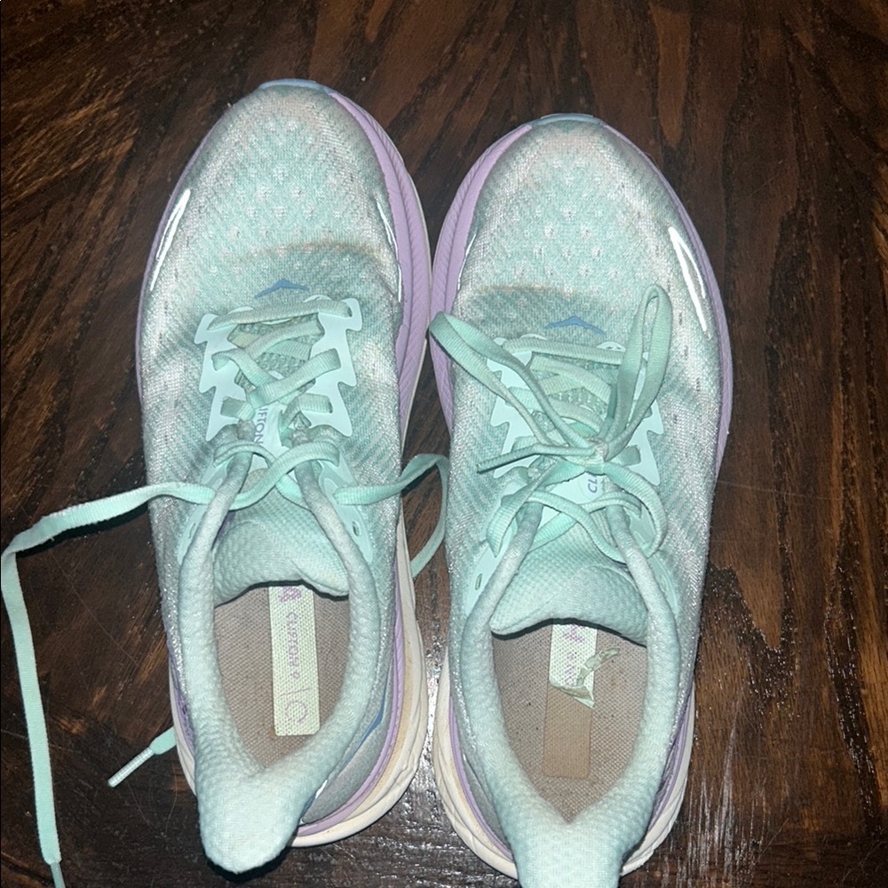 Hoka Blue and Lavender Running Shoes